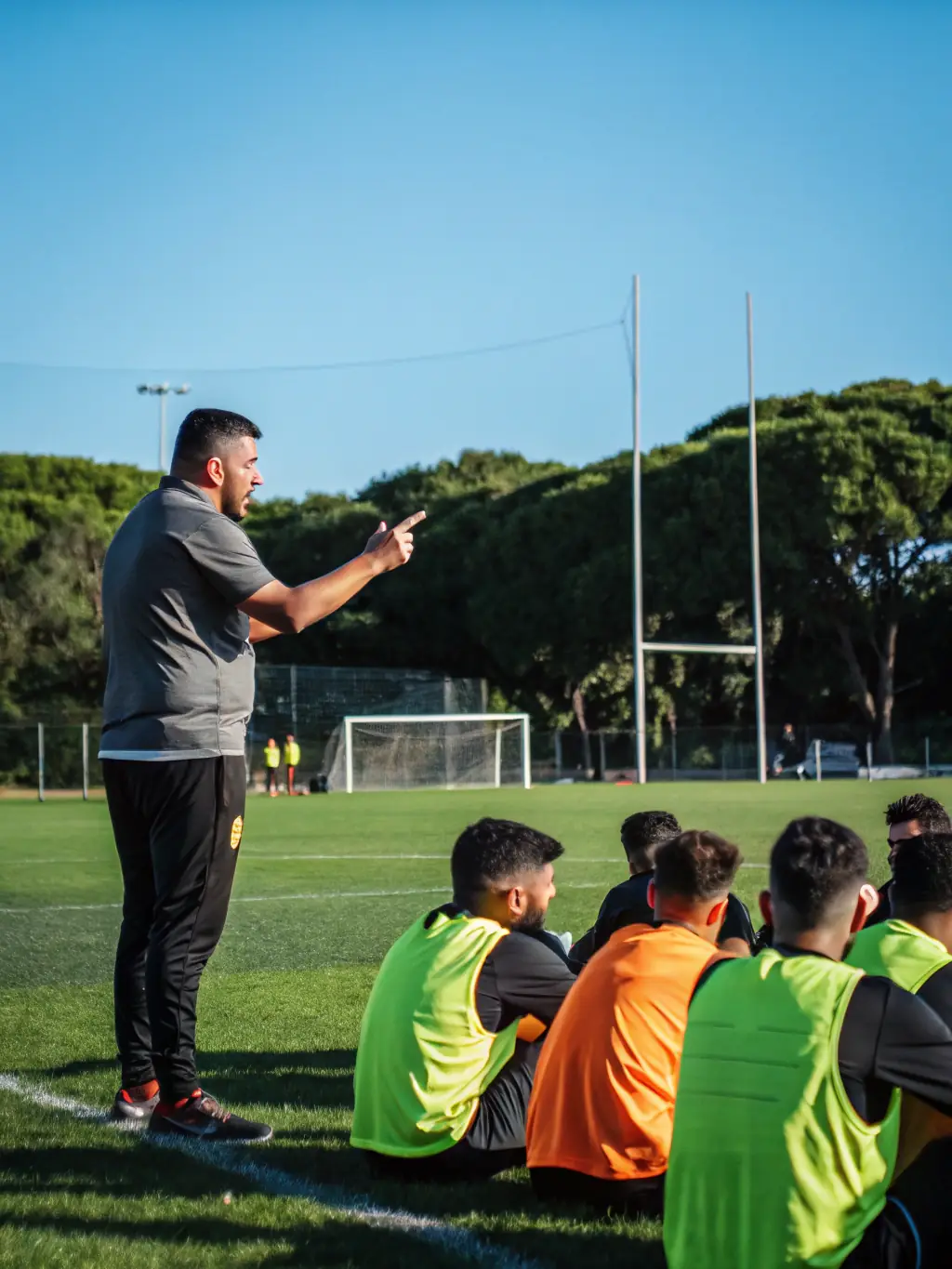 A picture of volunteers coaching and mentoring young athletes, showcasing the association's dedication to personal development and leadership.