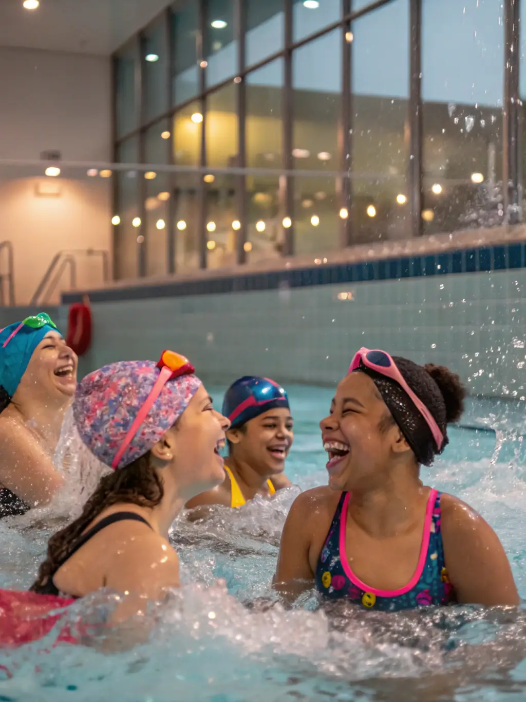 A picture of participants engaged in an aquabiking session, highlighting the intensity and benefits of this aquatic exercise.